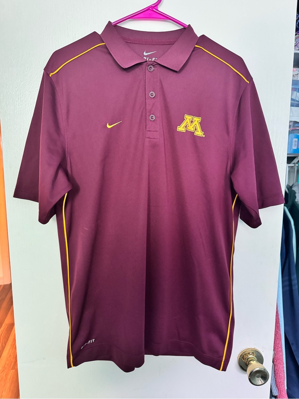 Nike Maroon Polo with Gold Minnesota 'M' Logo